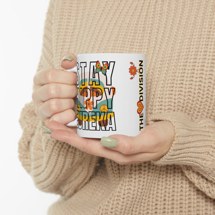 Holding the Stay Hippy Eureka Mug