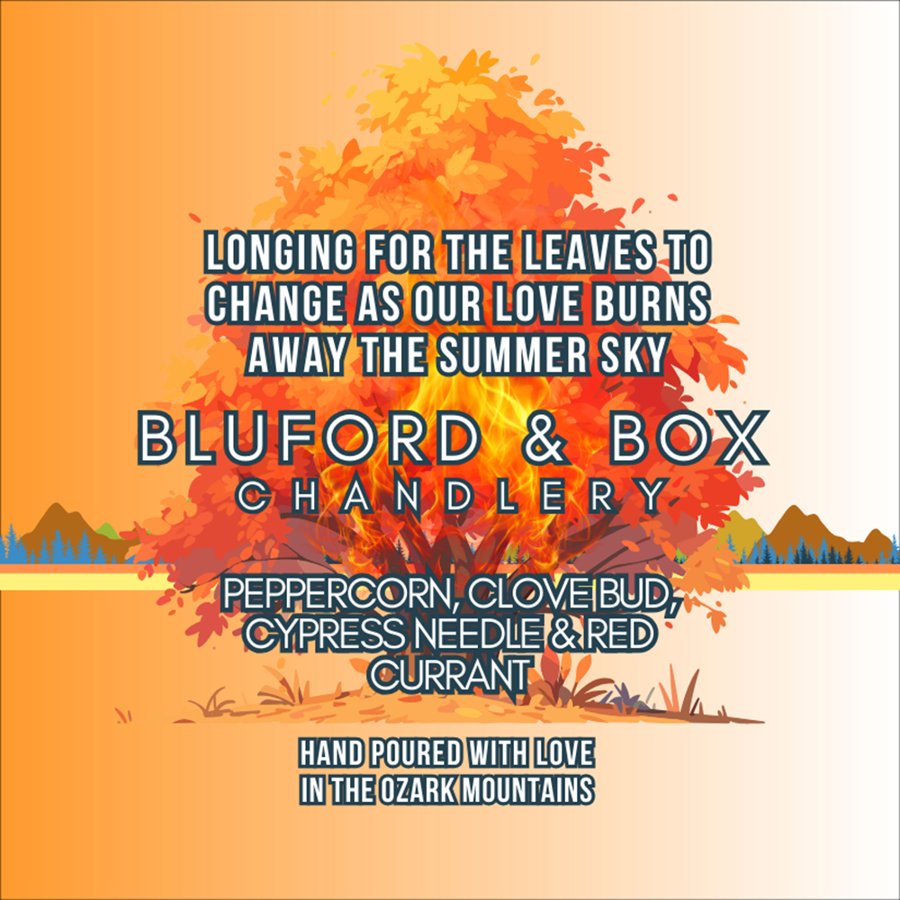 Longing For The Leaves To Change As Our Love Burns Away The Summer Sky candle label