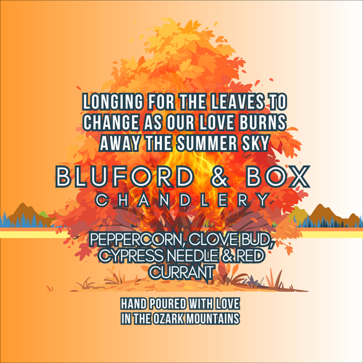 Longing For The Leaves To Change As Our Love Burns Away The Summer Sky candle label