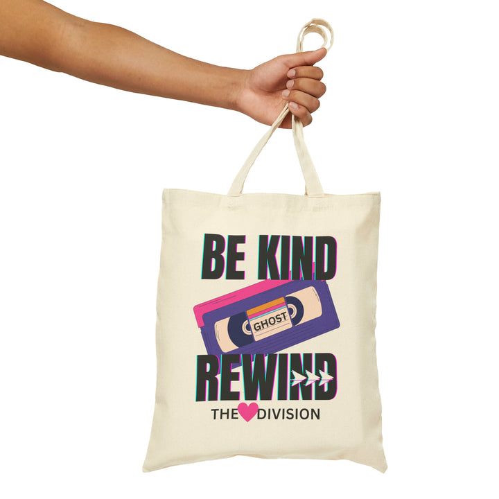 "Be Kind, Rewind" Tote in hand