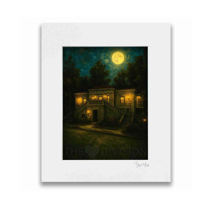 Moonlight Belongs to Dreamers: Love Letters to Eureka, #3 Full Moon at the Carnegie Library, Matted 11x14 Flat Print