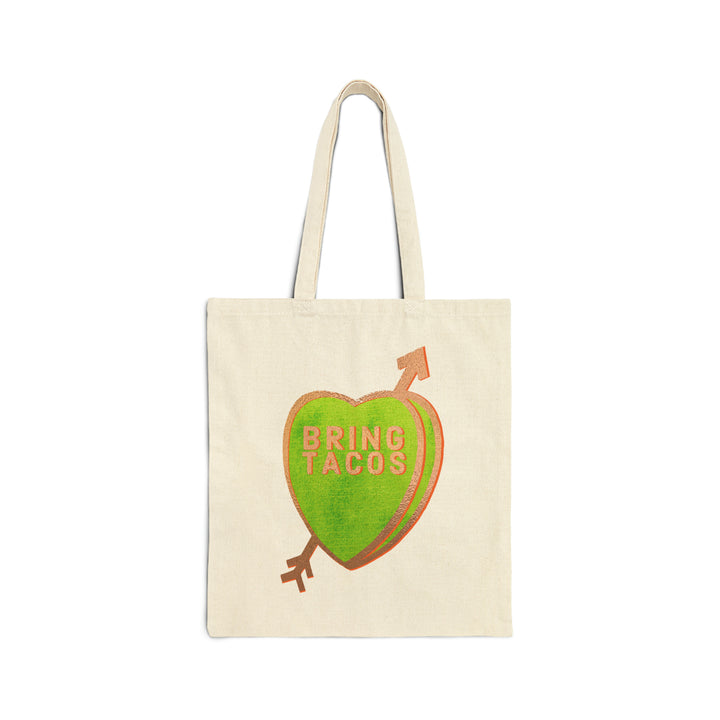 "BRING TACOS"  Candid Candy Hearts Cotton Canvas Tote main image