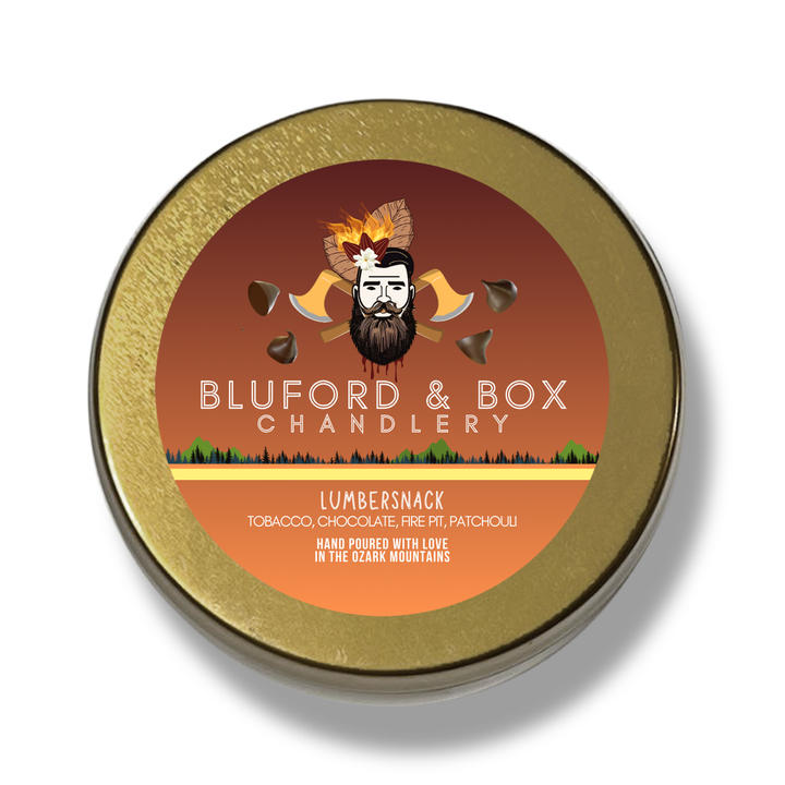 Bluford and Box Lumbersnack Hand Poured Candle Top