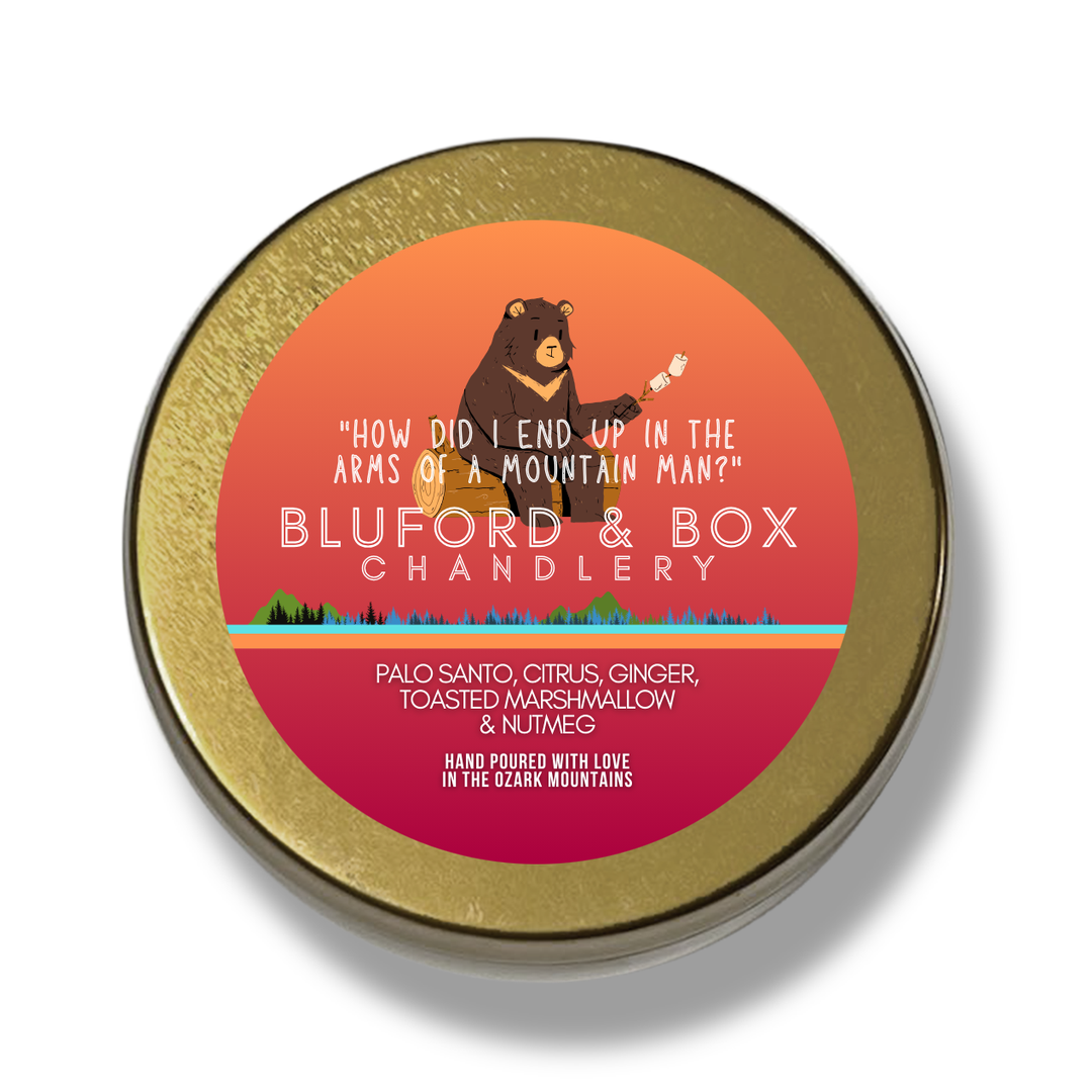 Bluford & Box Chandlery - “How Did I End Up In The Arms Of A Mountain Man?” Candle, by The Heart Division