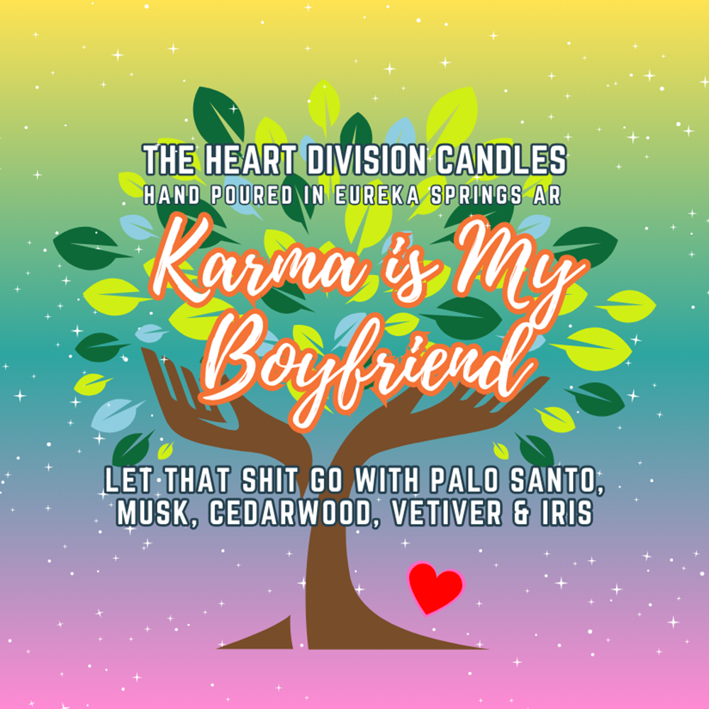 Karma Is My Boyfriend Candle label