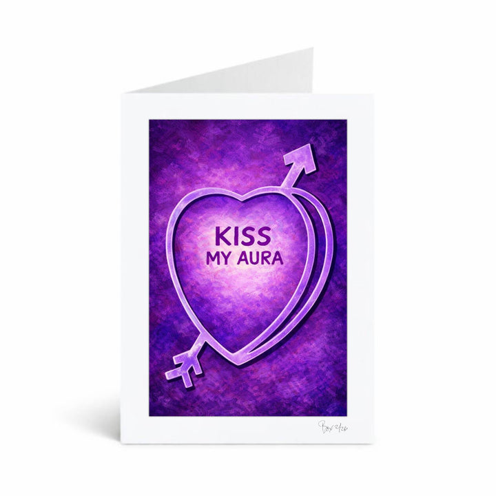 Kiss My Aura, Candid Candy Conversation Hearts, 5x7 Greeting Card | FREE USPS SHIPPING