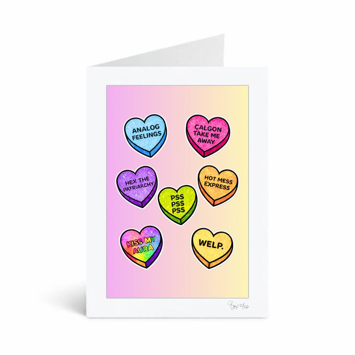 Valentines Day Sweetheart Candy Conversation Hearts, 5x7 Greeting Card | FREE USPS SHIPPING
