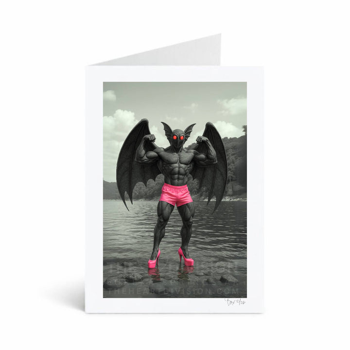 Cryptid Cookout Series, #3 Mothman Realness, 5x7 Greeting Card