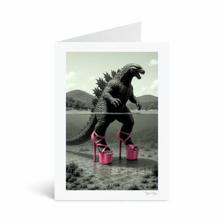 Cryptid Cookout Series, #5 Yes, Gawdzilla Realness, 5x7 Greeting Card
