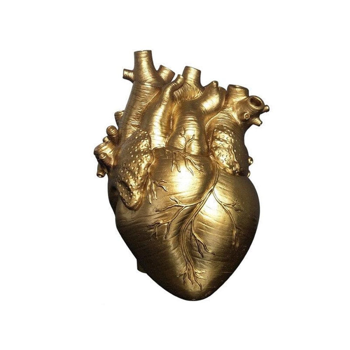 Human Heart Vase in gold