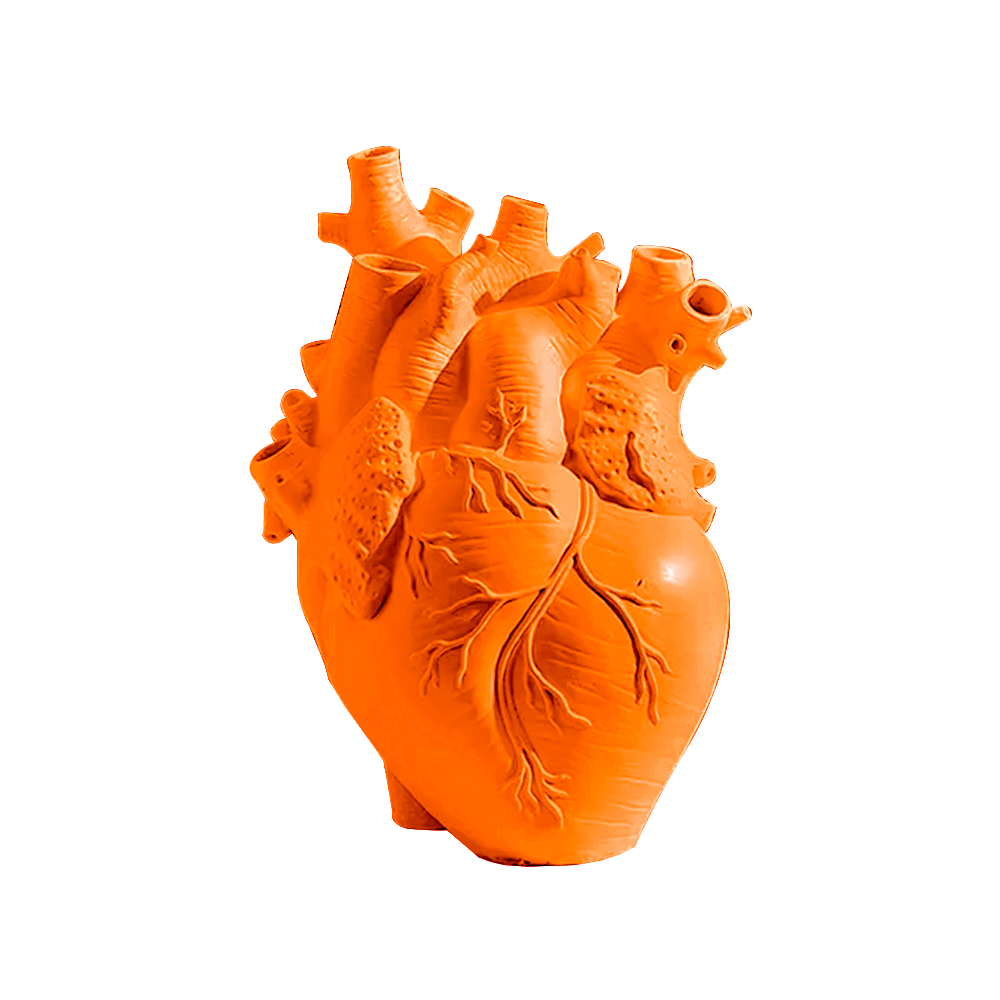 Human Heart Vase in orange