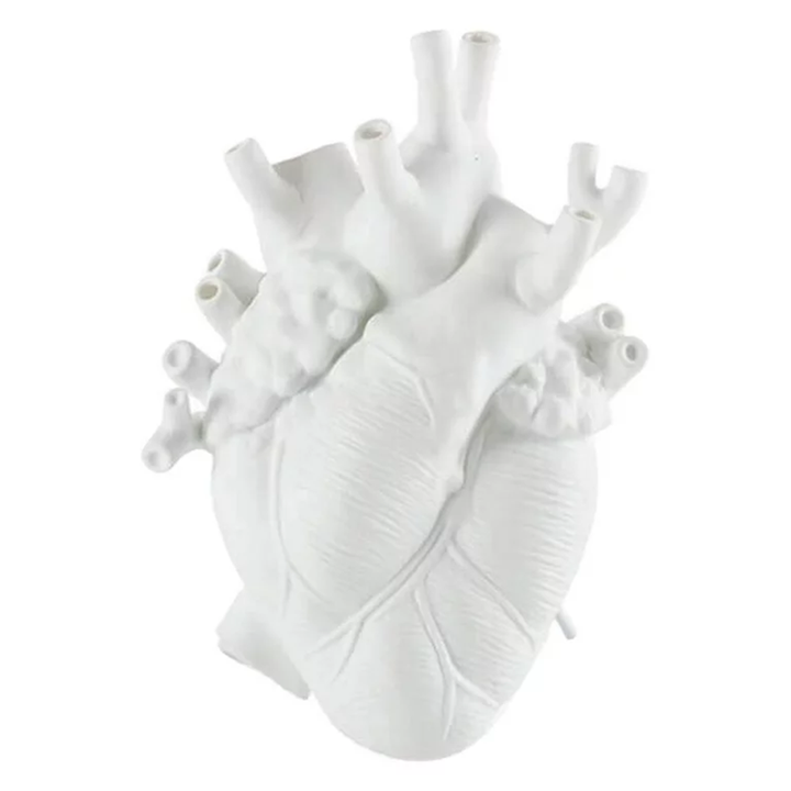 Human Heart Vase in white