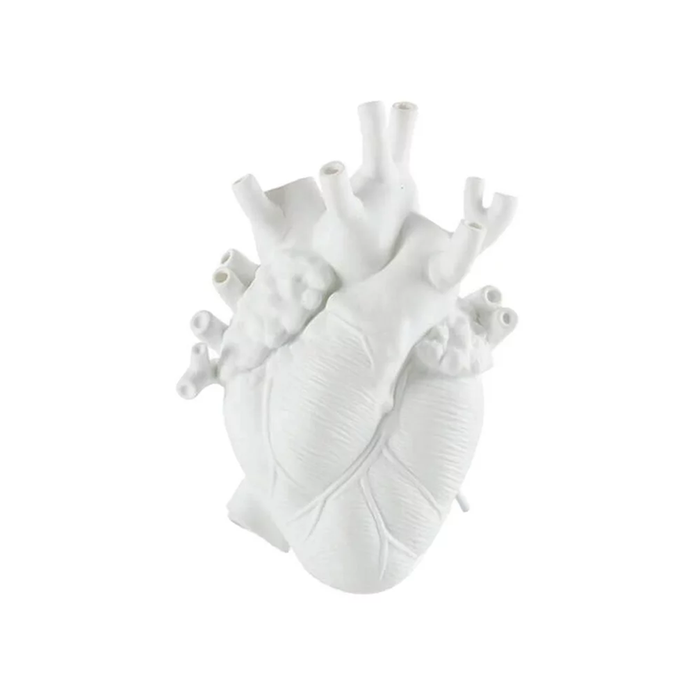 Human Heart Vase in white
