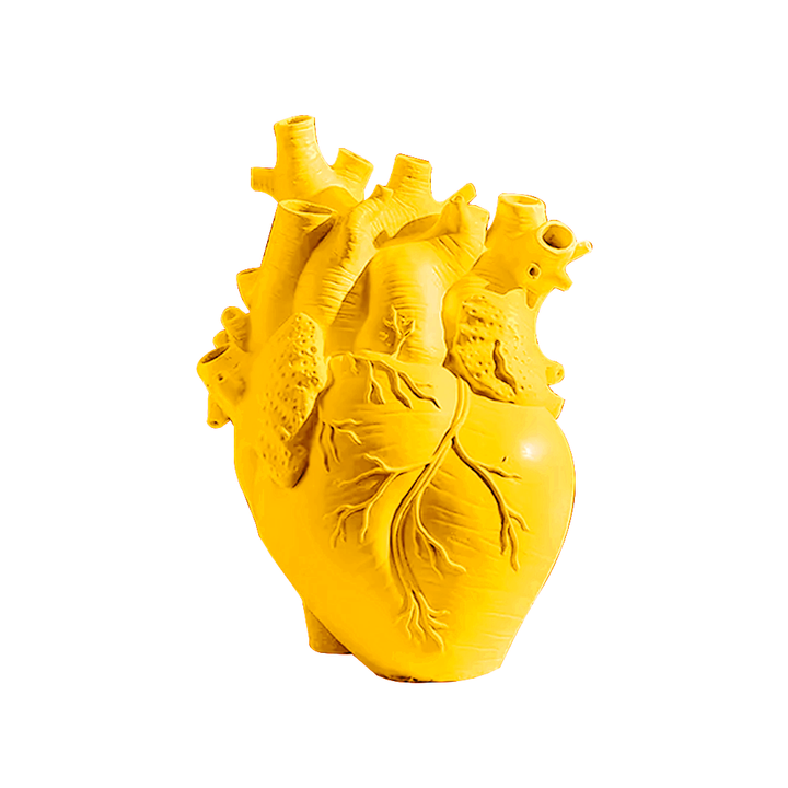 Human Heart Vase in yellow