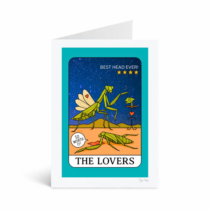 Unfiltered Affection Series #8 "The Lovers Mantis Tarot Card, 5x7 Matted Greeting Card Photo Print"