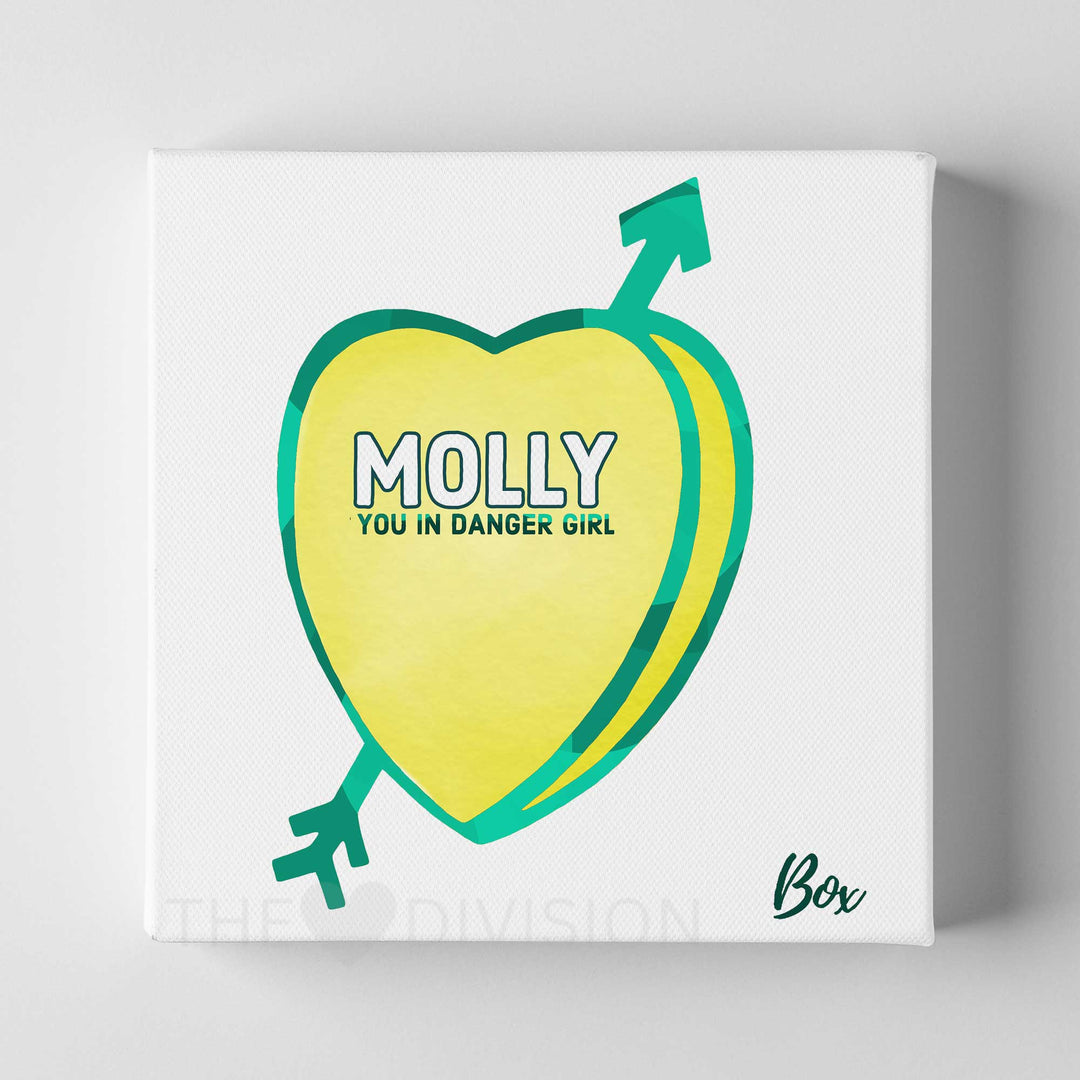 Candid Candy Hearts - "Molly, You In Danger Girl" 8" x 8" Print