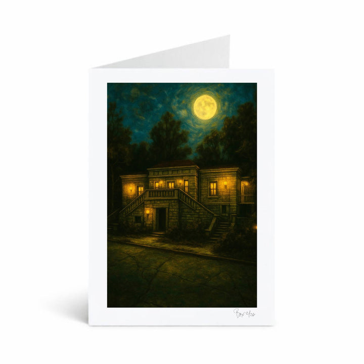 Moonlight Belongs to Dreamers: #3 Full Moon at the Carnegie Library, 5x7 Greeting Card Print