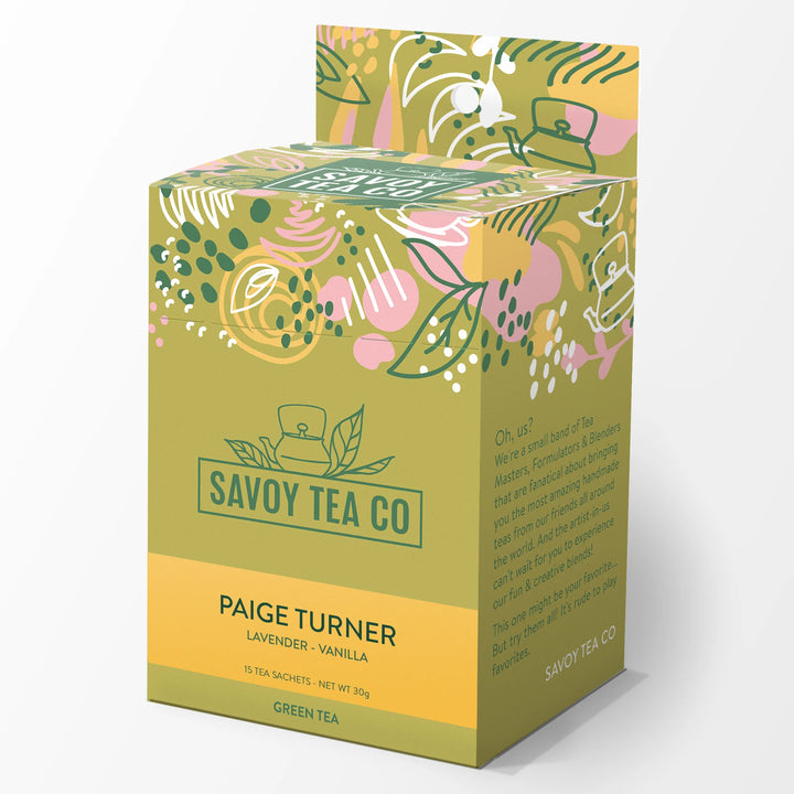 Paige Turner sachet tea packaging