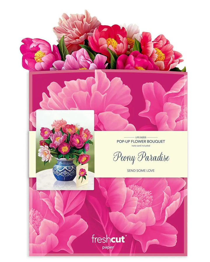 Peony Paradise Pop-Up Greeting Card by FreshCut Paper