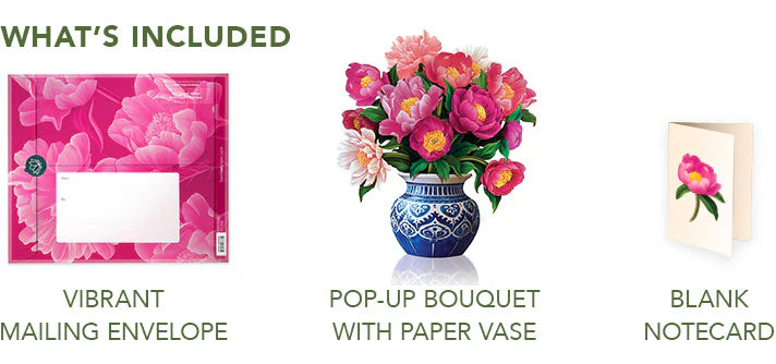 Peony Paradise Pop-Up Greeting Card by FreshCut Paper