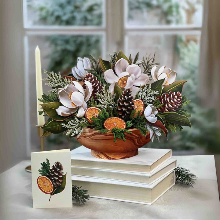 Winter Magnolia Pop-Up Greeting Card by FreshCut Paper