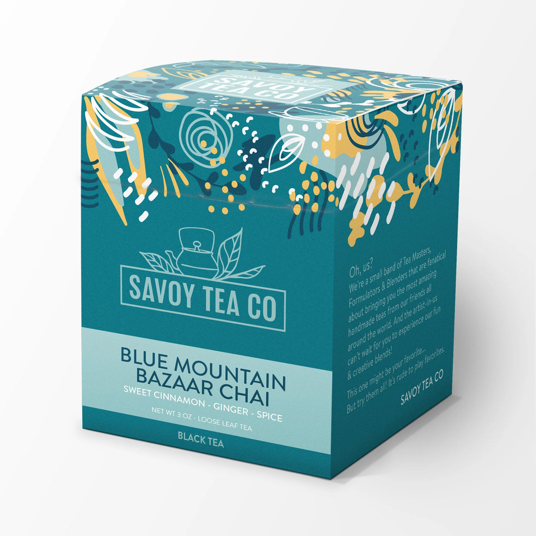 Blue Mountain Bazaar Loose Leaf Tea packaging