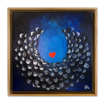 The Little Heart Series - Cave Heart Blue #3 Original Acrylic 12