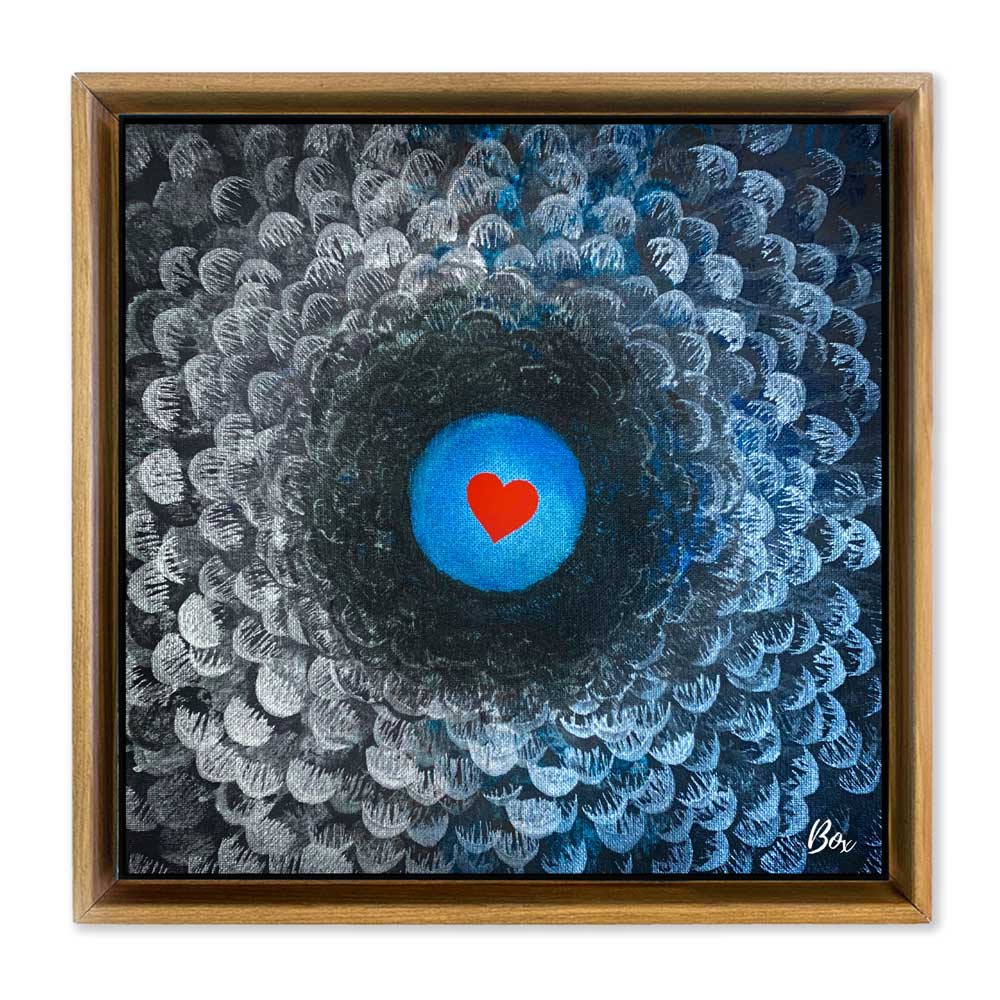 The Little Heart Series - Cave Heart Blue #4 - Original Acrylic 12"x12"