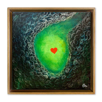 The Little Heart Series - Cave Heart Green #1 Original Acrylic 12"x12"