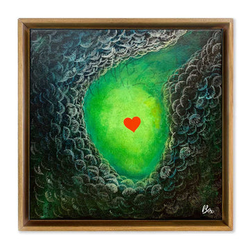 The Little Heart Series - Cave Heart Green #1 Original Acrylic 12