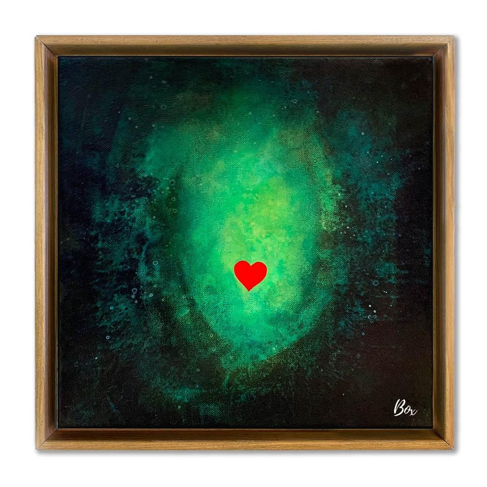 The Little Heart Series - Cave Heart Green #3 Original Acrylic 12"x12"