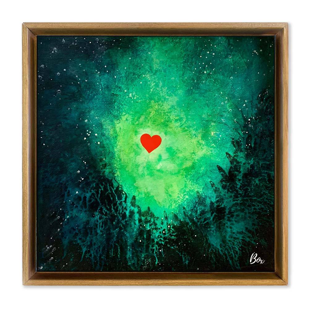 The Little Heart Series - Cave Heart Green #4 Original Acrylic 12"x12"